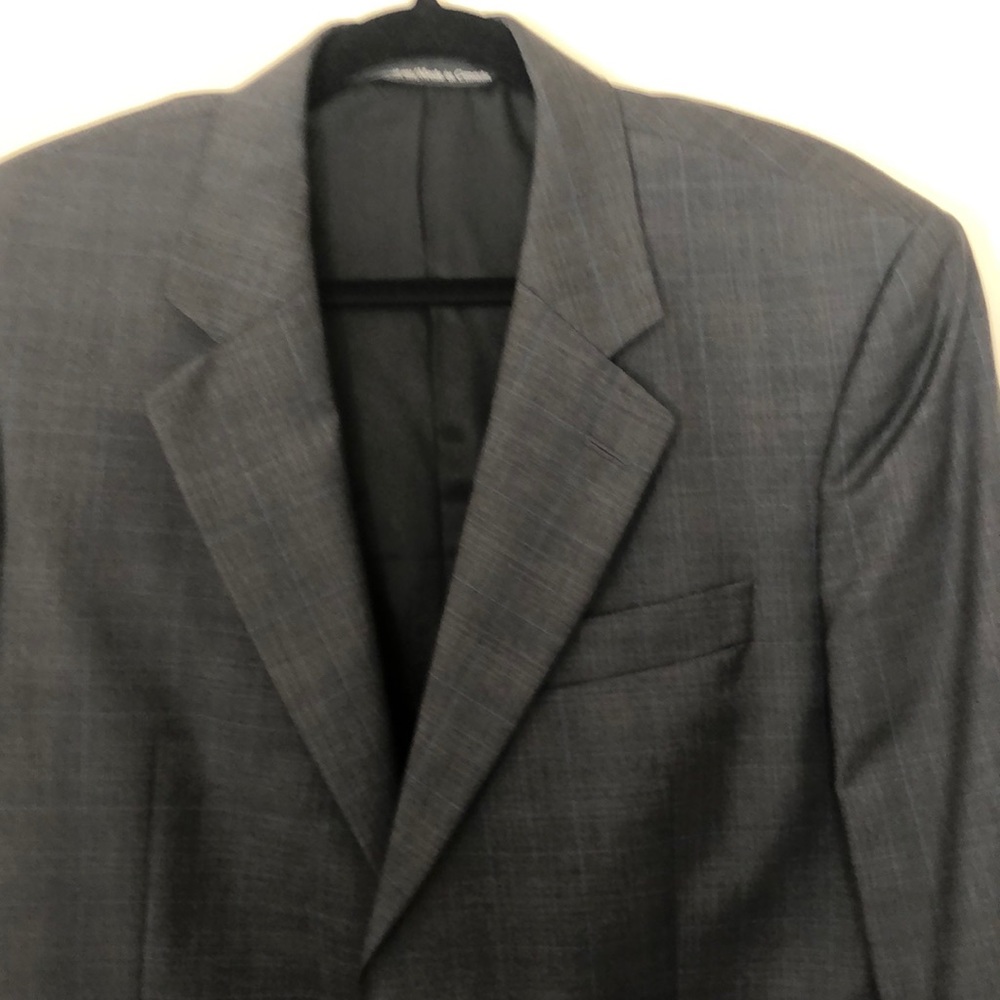 Paul Dione Gray & Blue Plaid 2-Button Blazer 42S